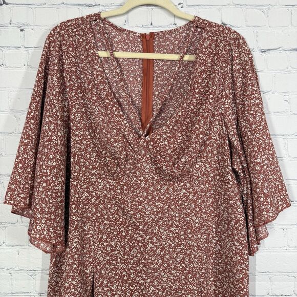 Rompers Women Plus Size 2XL Shorts Flowy Polyester Floral Brown Cottage Feminine - Picture 3 of 15